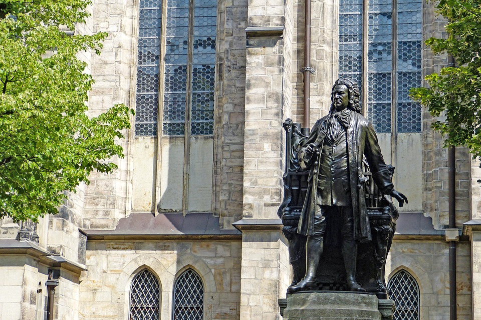 Bach Monument in Leipzig The monument of Johann Sebastian Bach in front of the Thomas church in Leipzig
